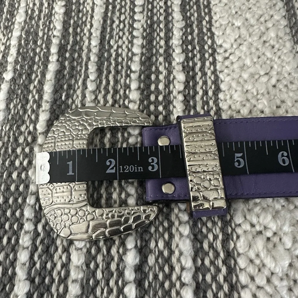 Streets Ahead Purple Belt Ornate Silver Tone Buckle Boho Western Women's Medium